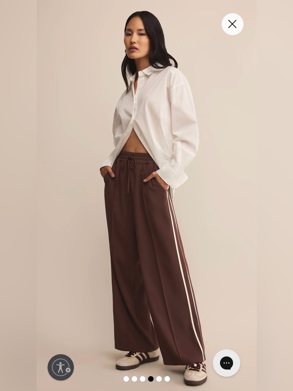 Z Supply Brown Wide-Leg Track Pants with White Side Stripes